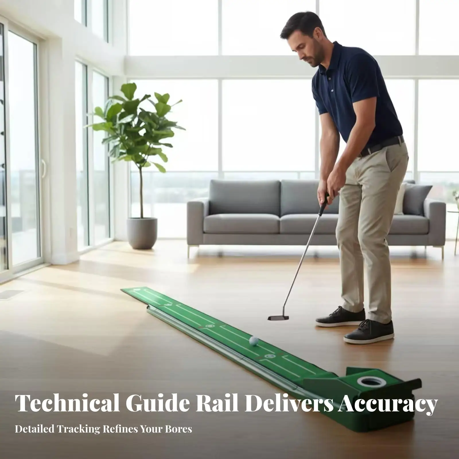 Golf Putting Practice Mat with Track for Home Putting Green Stroke Development