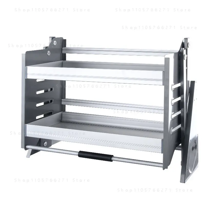 Stainless steel & aluminum pull-down kitchen cabinet basket - adjustable spice rack - wall-mounted storage organizer