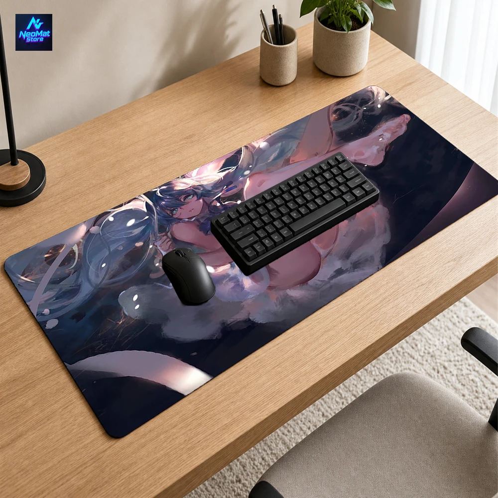 Liquid Swirl Mouse Pad XXL Mousemat 90x40 Keyboard Mat Gaming Soft Nonslip Anime Computer Girl Deskmat Setup Mat
