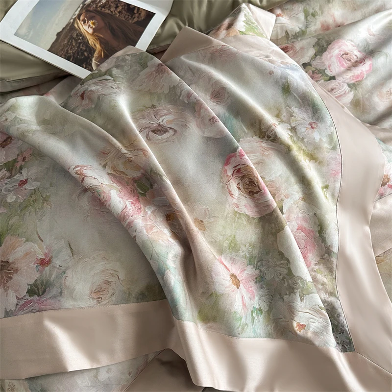 プレミアム 1000TC エジプト綿フラワープリント高級クイ - Home Textiles Premium のレビューと価格
