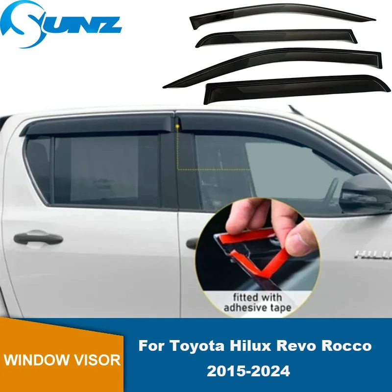 

Window Rain Guard For Toyota Hilux Revo Rocco 2015 2016 2017 2018 2019 2020 2021 2022 2023 2024 Door Sun Visor Weather Shield