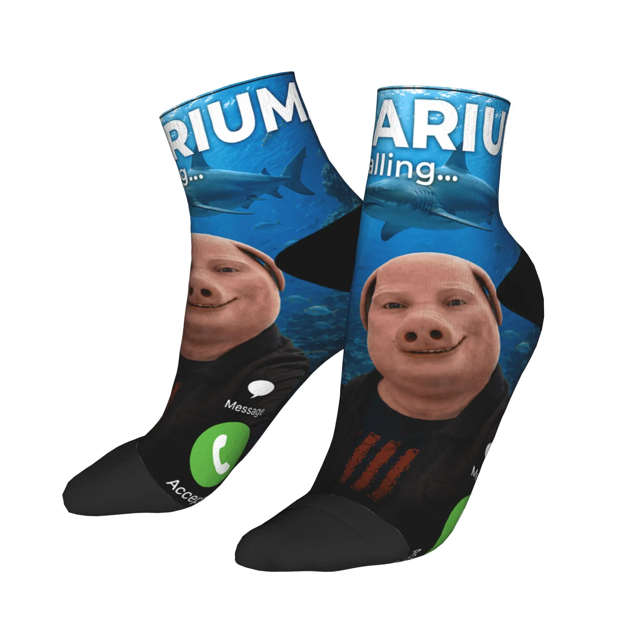 Shark Aquarium Adventure with Tung Sahur John Pork Bro Duo Casual Socks For Men Leisure Ankle Socks Spring Cycling Design Sock