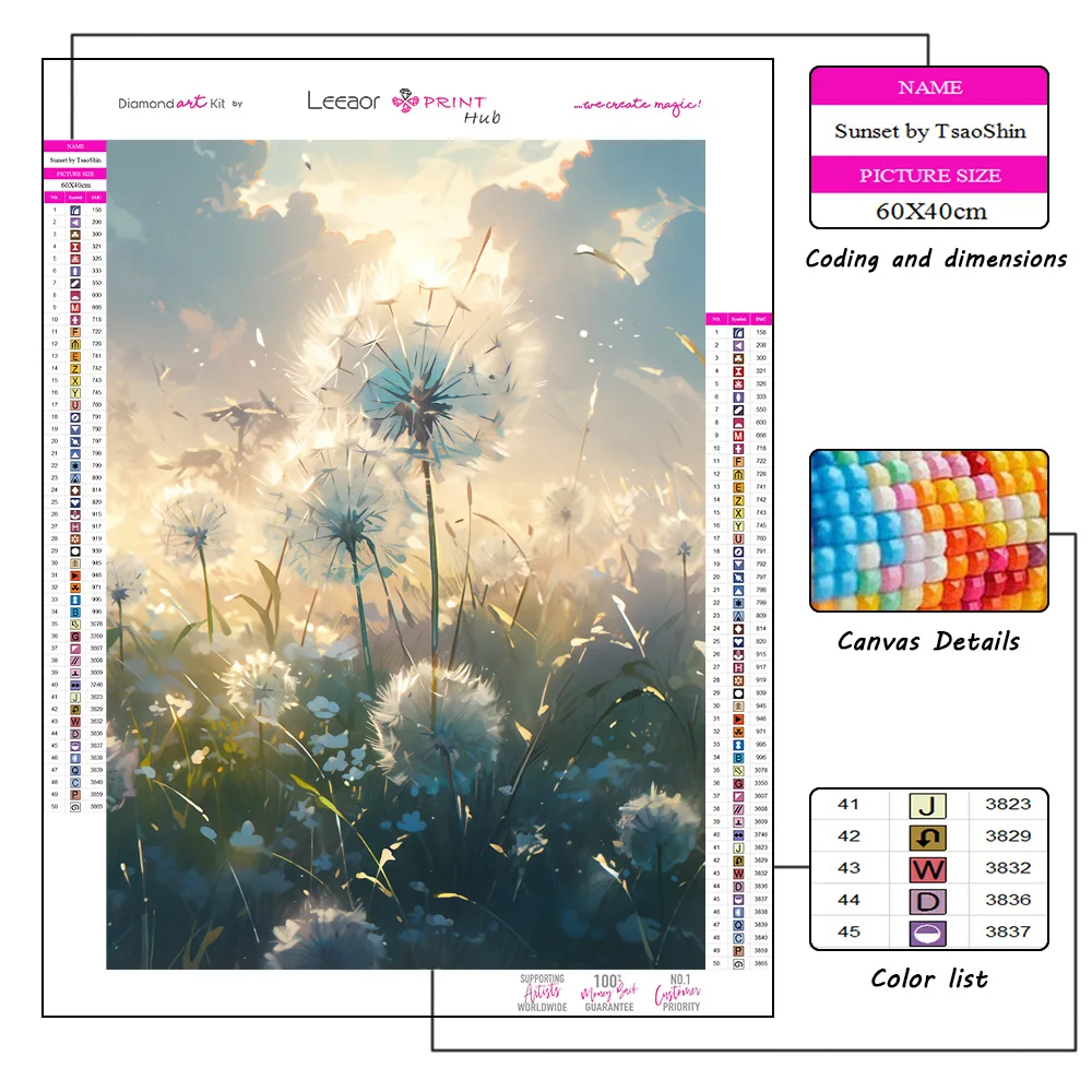 5D Flowers Art Diamond Painting Dandelion Dreamy Shining Full Rhinestone Mosaic Embroidery Cross Stitch Kit Home Decor Gift 보석십자