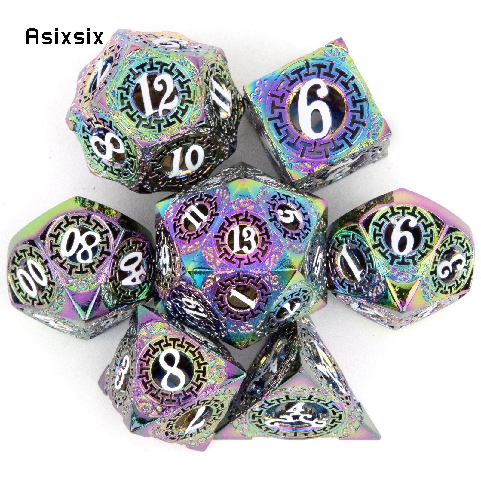 

7 Pcs Colorful Gear Wheel Hollow Metal , Dnd Dice Set Perfect For Card Games Board Games For Critical Role, Rpgs, D&D