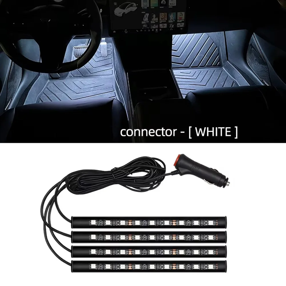 

USB Powered Car Interior LED Strip Light 12LED Multicolor Ambient Foot Light for Dashboard and Floor 1 3 Meters