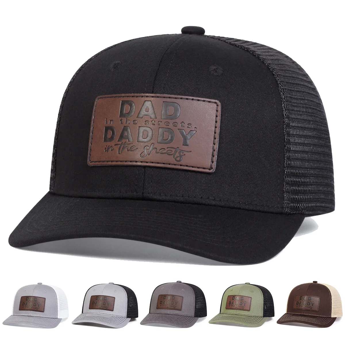 Unisex DADDY Leather Label Baseball Net Caps Spring and Summer Outdoor Adjustable Casual Hats Sunscreen Hat Sports Cap
