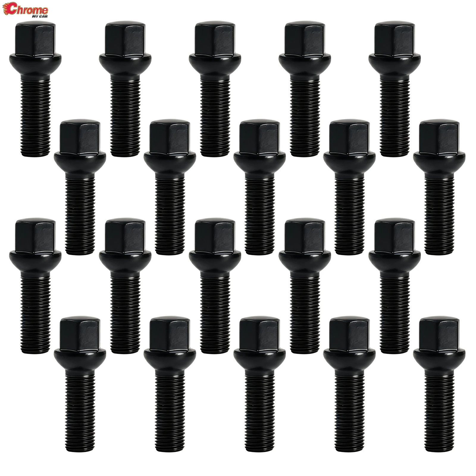 

20 болтов для колес автомобиля, гайки, шпильки M14x1,5 мм, 17 мм, шестигранник, 40 мм, хвостовик, радиус, шаровые сиденья, аксессуары для Audi VW Mercedes-Benz Porsche