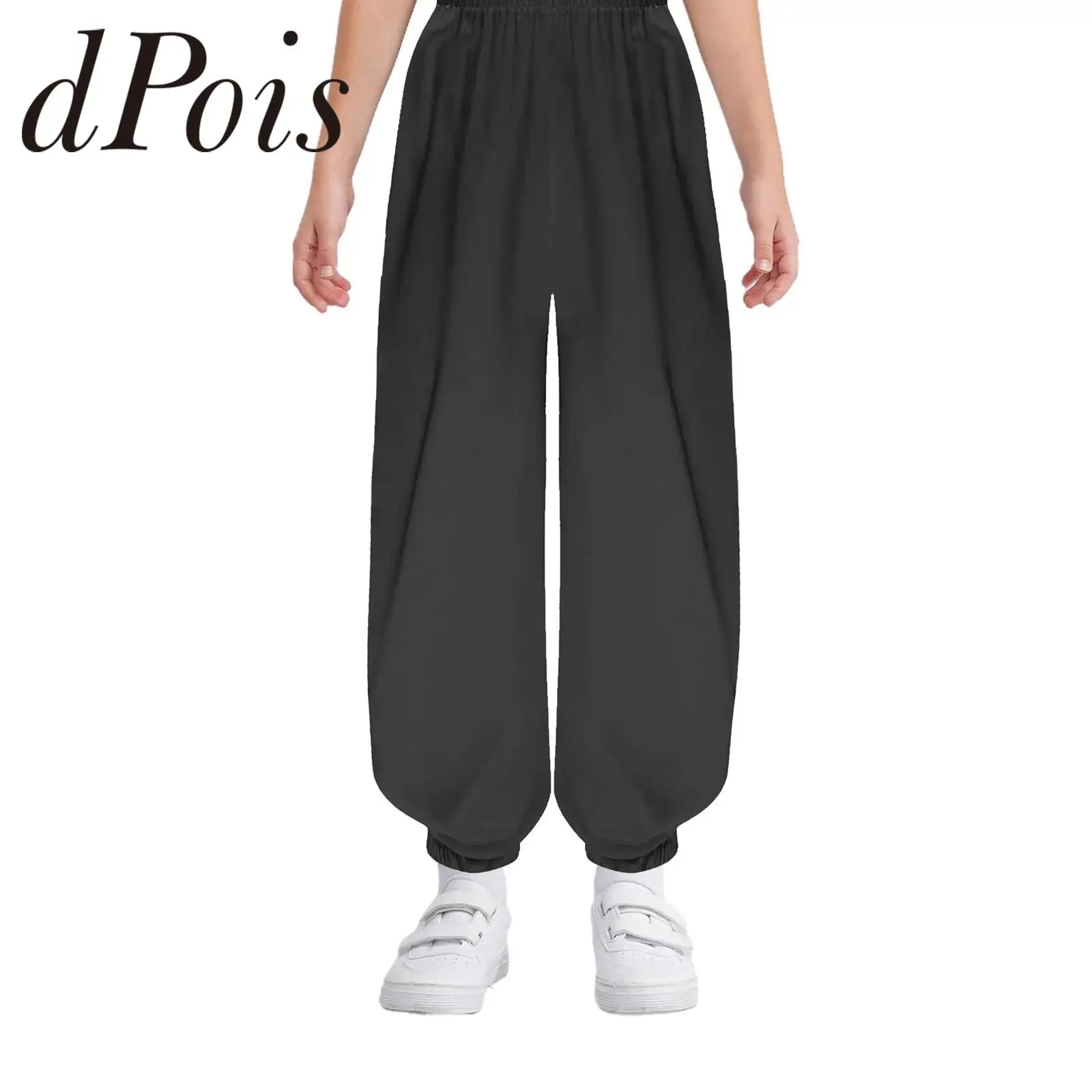 Kids Boys Girls Wing Chun Martial Arts Outfit Tai Chi Trousers Kung Fu Uniform Elastic Waist Solid Pants Children Harem Pant