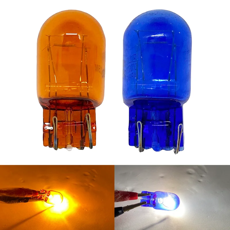 

1pcs Car T20 7440 7443 21/5W Natural Amber Glass halogen lamps WY21W W21W Brake Bulbs Stop Light Side light Turn Signal Lamp 12v