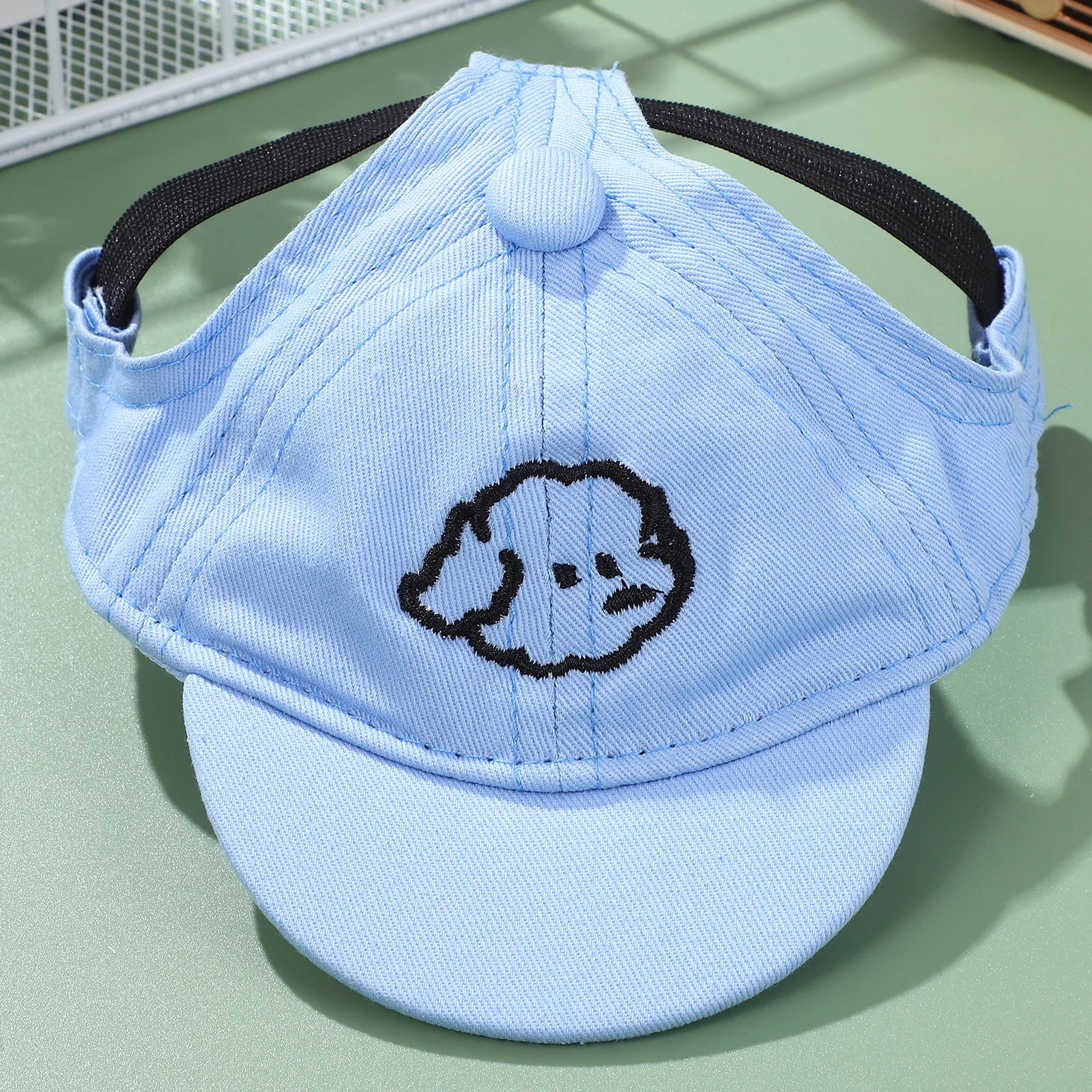 

Pet Sun Hat High Quality Cotton Baseball Cap Ear Holes Adjustable Size Blue Color Dog Hats for Decor Sun Protection Outdoor