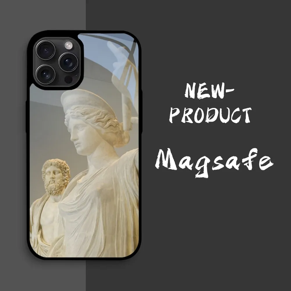 Greek God Statue Face Zeus  Phone Case For iPhone16 15 14 13 12 11 Pro Xs Max Mini XR X 7 8 Plus luxury Mirror Hard Funda