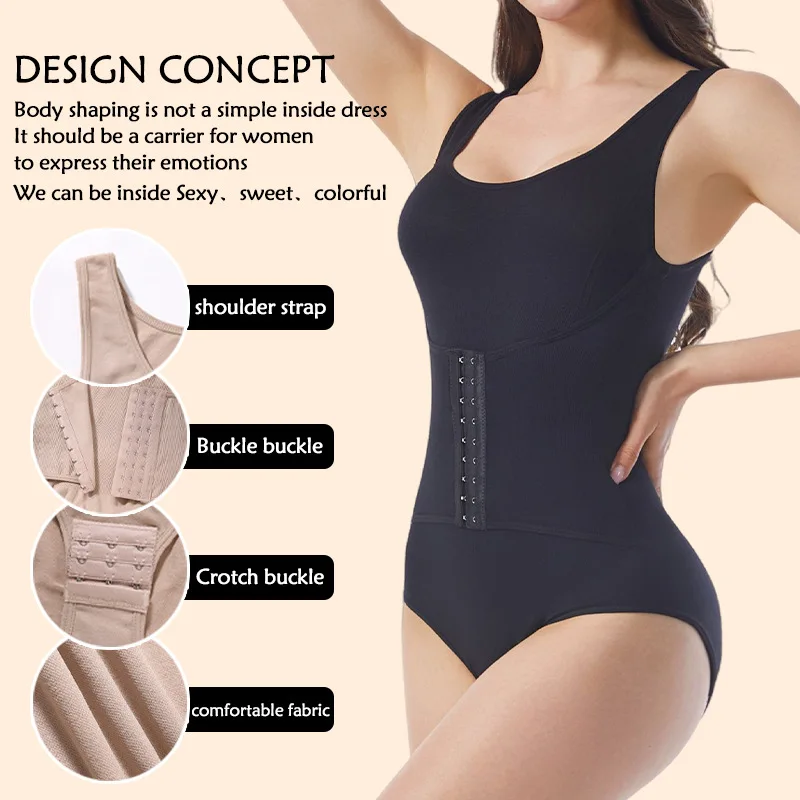 Women Bodysuit Shapewear Double Breasted Tummy Control Fajas Body Shaper New Sexy Slim Cincher Corset Tops Plus Size