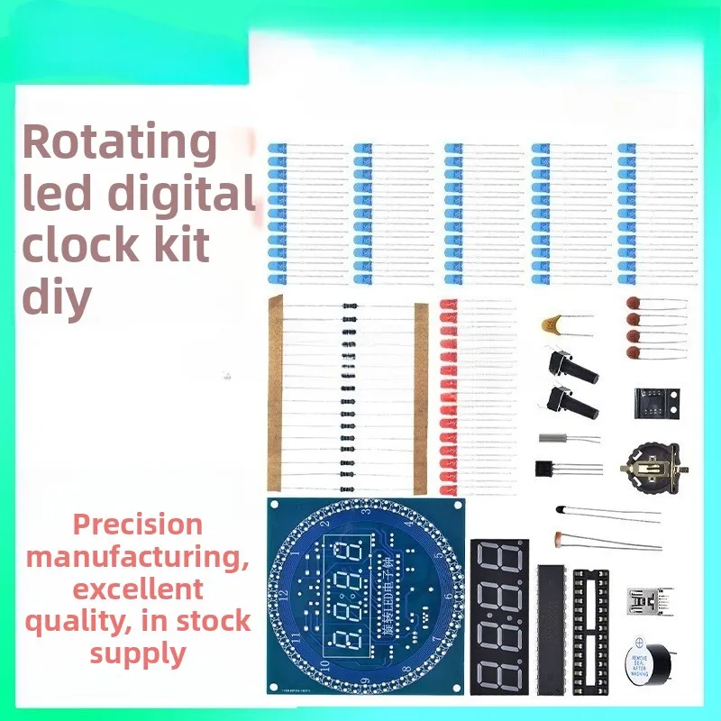 (Parts) Rotary LED Electronic Clock Kit, Light-controlled Temperature DS1302 C8051 Single-chip Microcomputer Electronic DIY
