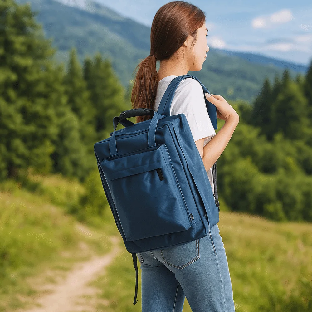 Mochila Portaordenador Portátil de Negocios de Nailon, Gran Capacidad, Impermeable, para Viajes Cortos, Color Sólido, Bolsa de Equipaje Escolar