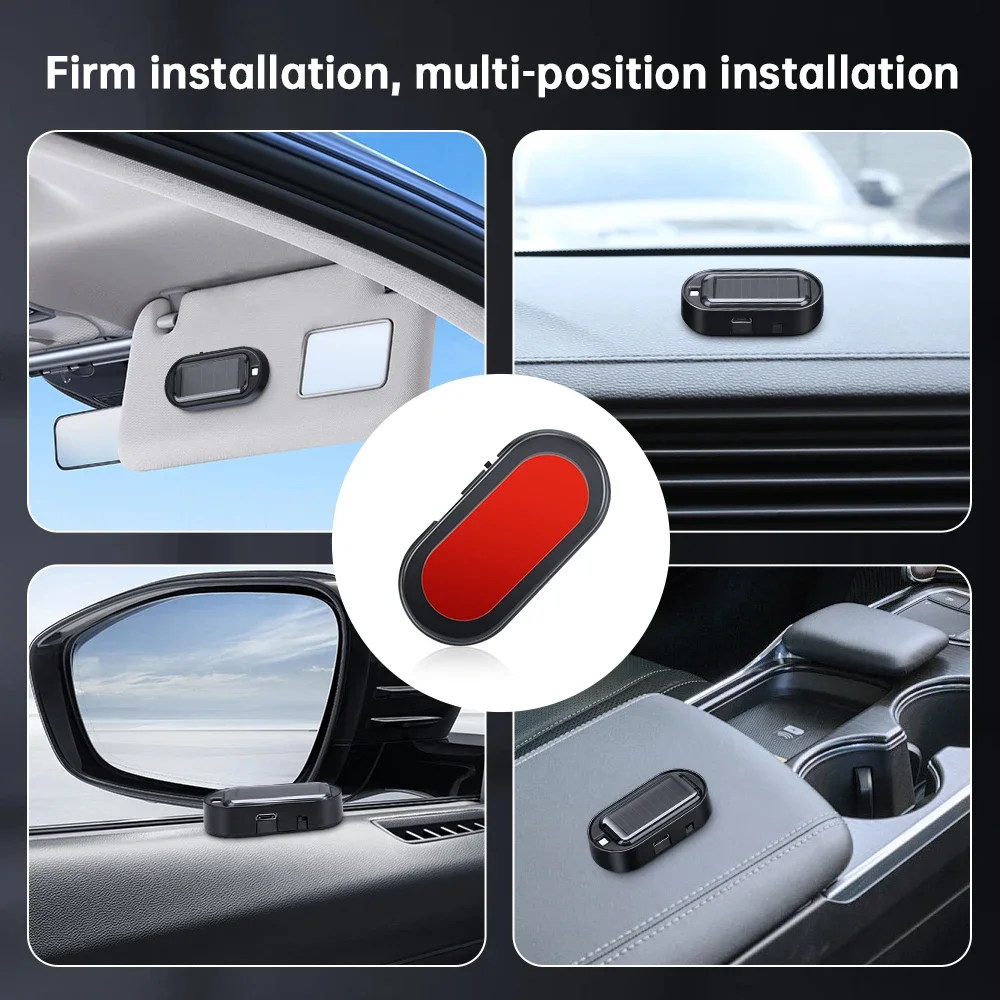 Solar Powered Car Warning Light For Security Simulated Dummy Alarm Wireless Anti-Theft Caution Lamp Red+Blue LED Flashlight
