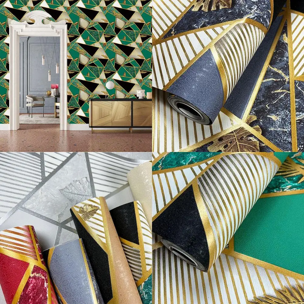 Modern Luxury 3D Geometric Wallpaper for Living Room Foyer Hotel Lobby KTV Bar Private Room High End Decorative Wall Covering