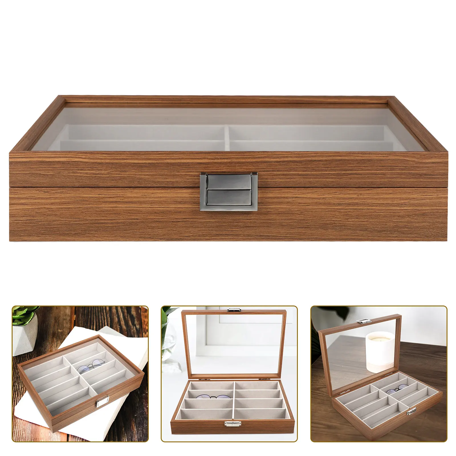 Durable Eyeglasses Case 8 Slots Clear Window Portable Sunglasses Organizer Lightweight Travel Storage Box Exquisite Gift