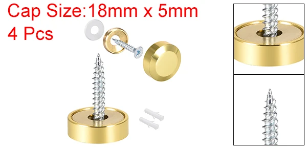 Uxcell 2/4/8 Stück 10/12/14/18/22/25mm Spiegelschrauben Dekorative Kappenabdeckung Nägel Poliertes Gold Silber – Detail 34