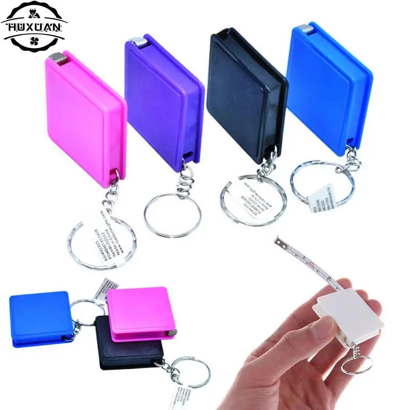 1pc Mini Tape Measure With Key Chain Plastic Portable Retractable Ruler Centimeter/Inch Tape Measure Mini Measuring Tool Random