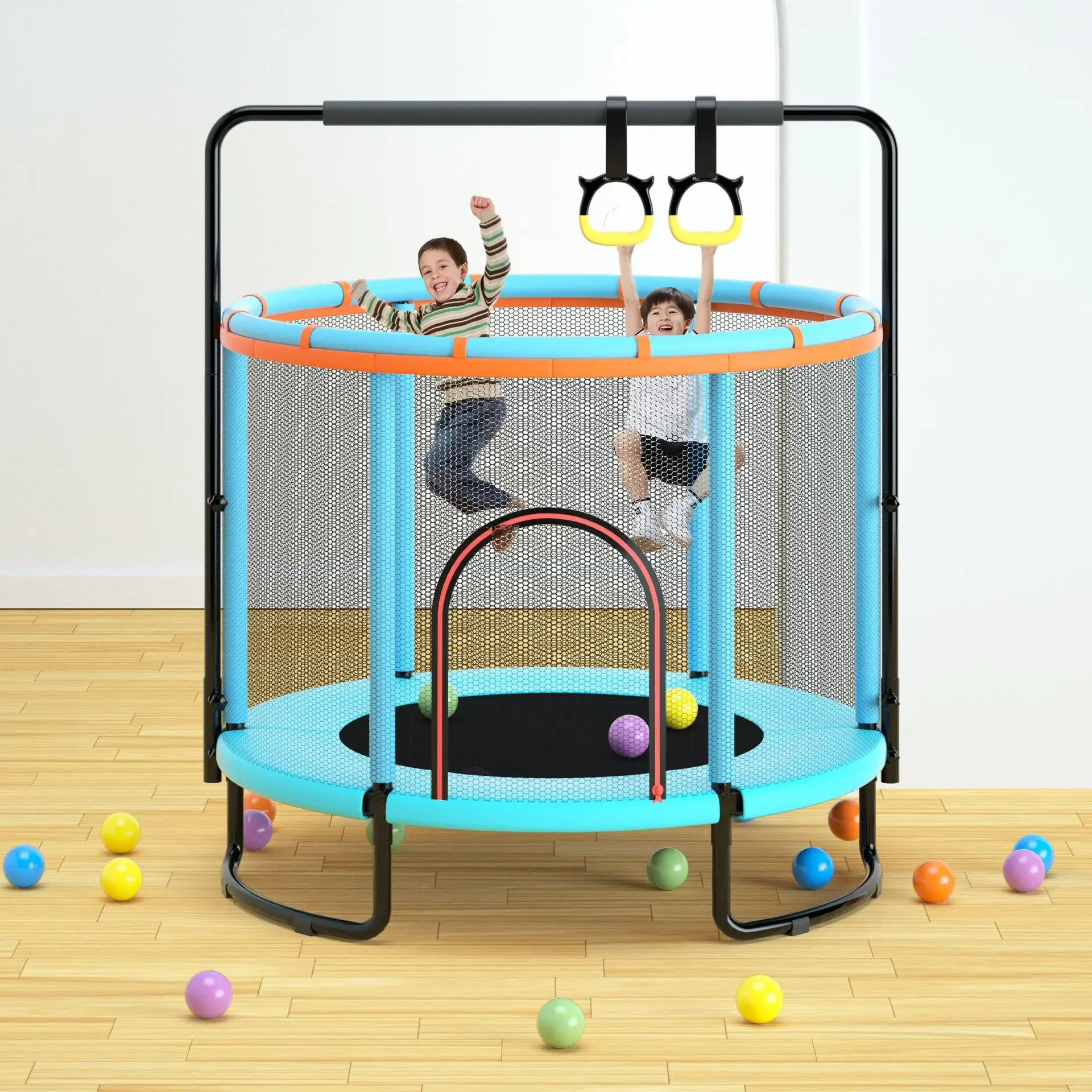 140cm trampolino per bambini bambini casa Indoor Jumping esercizio di Fitness per bambini con rete di protezione letto antiurto antiscivolo