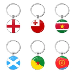 Wales ,Ireland, Vanuatu, Tonga, Suriname, Scotland, French Guiana, Eritrea, Northern Ireland Nation Flag Pendant Keychains Rings