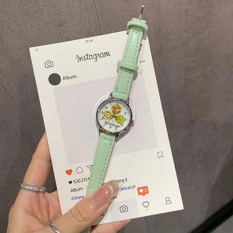 Cartoon Three Leaf Analog Wrist Watch Cute Pointer Dial Quartz Wristwatch Fashion Daily Accessory Lovely Holiday