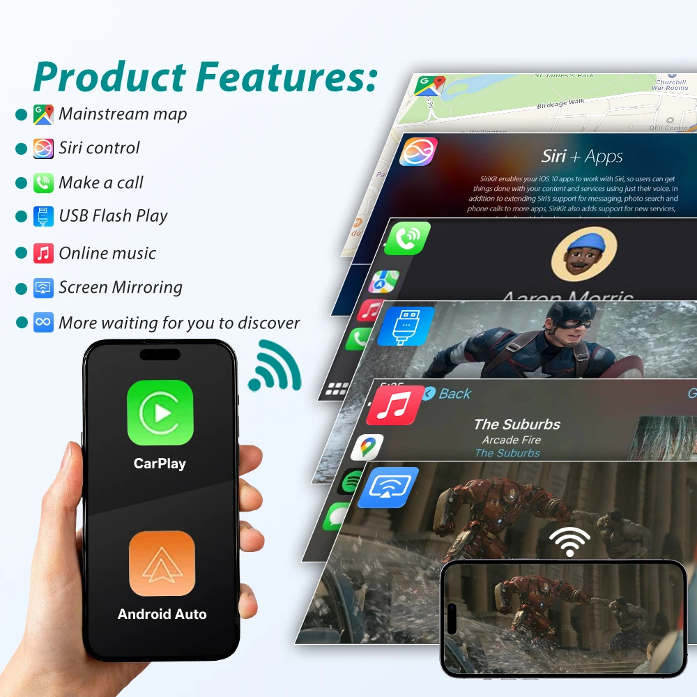 Wireless CarPlay Android Auto Adapter for Mercedes Benz G Class W463 2013-2018 Plug and Play Mirror Link OEM Controls