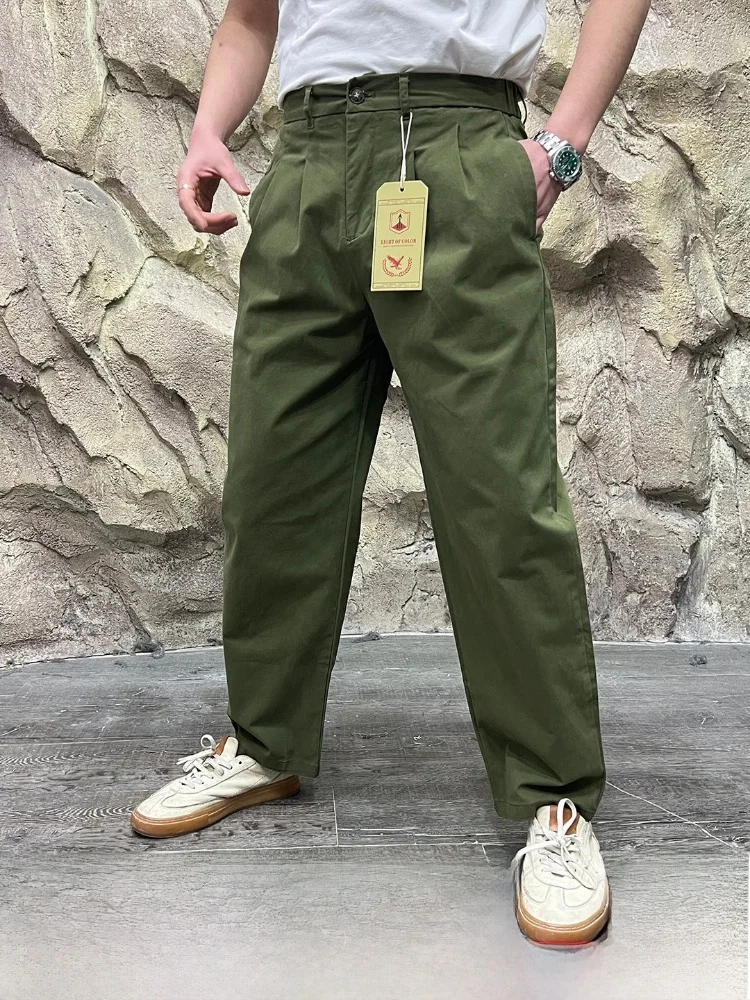

Waed Pure Cotton Casual Pants 3D Cutting Wide Leg Workwear Youth Spring Summer Loose Fit Trousers Casual Straight Leg Pants