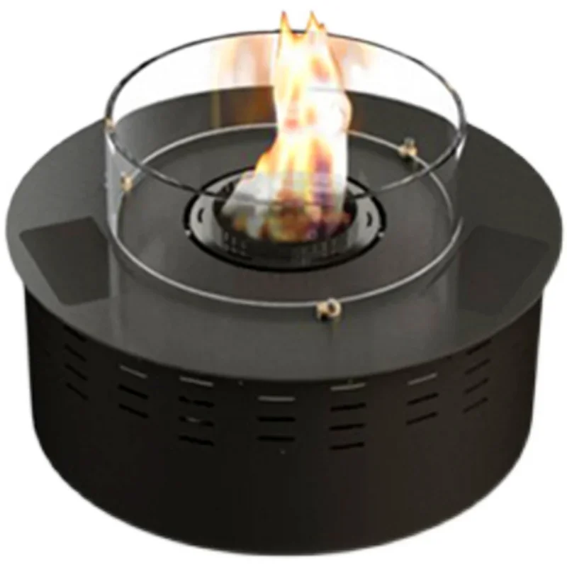 Remote controlled circular alcohol stove, customized villa heating, wall core decoration, embedded real fire stove