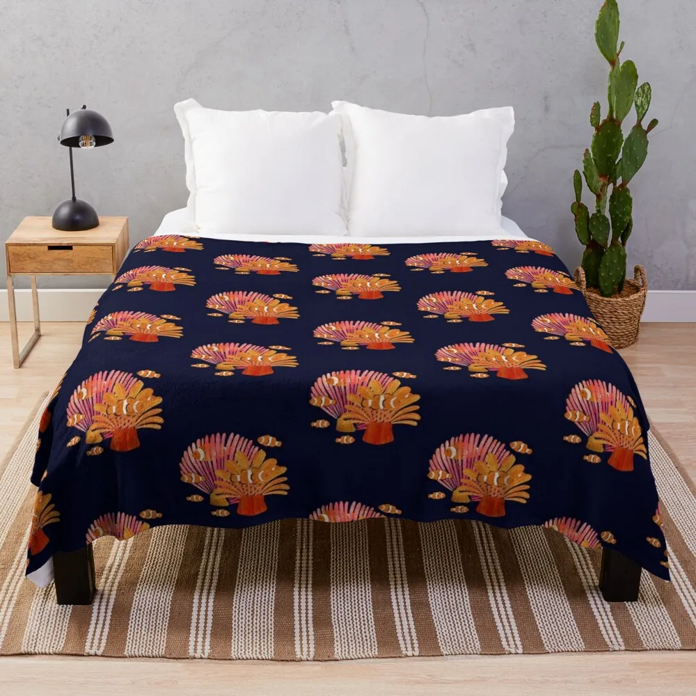 Orange Sea Anemone Throw Blanket manga Plaid Fashion Sofas Blankets