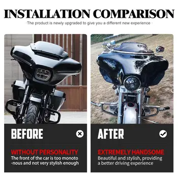 適用於哈雷戴維森旅行車系、Street Electra Glide Ultra Limited 2014-2024款的摩托車頭燈整流罩黑色蝙蝠翼外罩 8 最佳銷售 蝙蝠翼哈雷戴維森 - №3