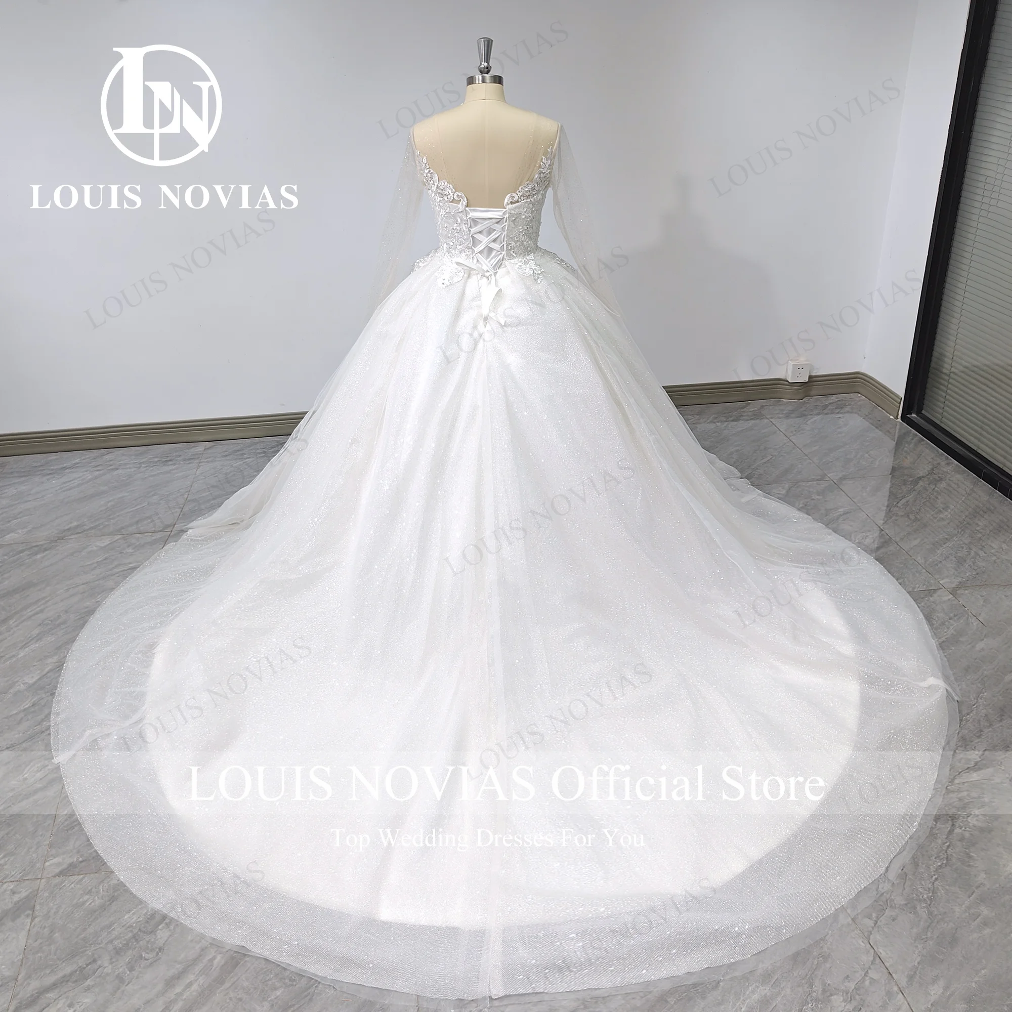 LOUIS NOVIAS Ball Gown Wedding Dress Sexy Bride Luxury Sweetheart Embroidery Beading  Long Sleeve Wedding Gown Vestidos De Novia