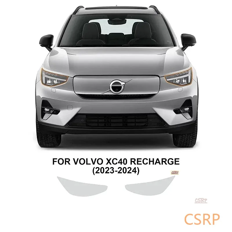 For Volvo XC40 Recharge 2023 2024 Car Headlight Protective Film Smoked Black Tint Wrap Vinyl Transparent TPU Sticker