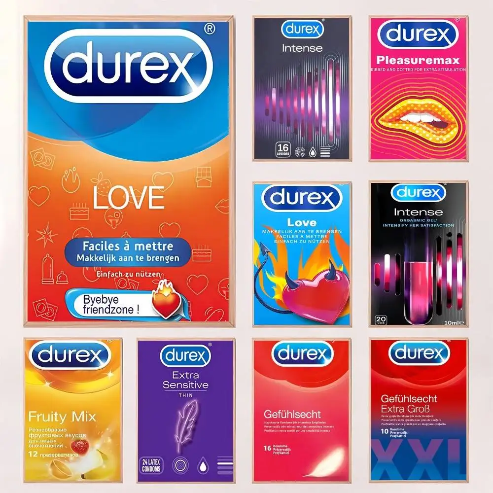 Póster condón Sexy de marca D-Durex, impresión para dormitorio, sala de estar, decoración del hogar, pintura, arte de pared, Mural de imagen HD