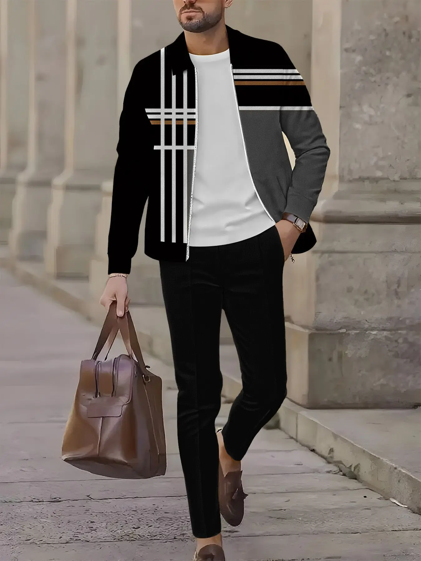 

Комплект из 2 предметов, модный мужской спортивный топ с длинными рукавами и длинные брюки в европейском и американском стиле.