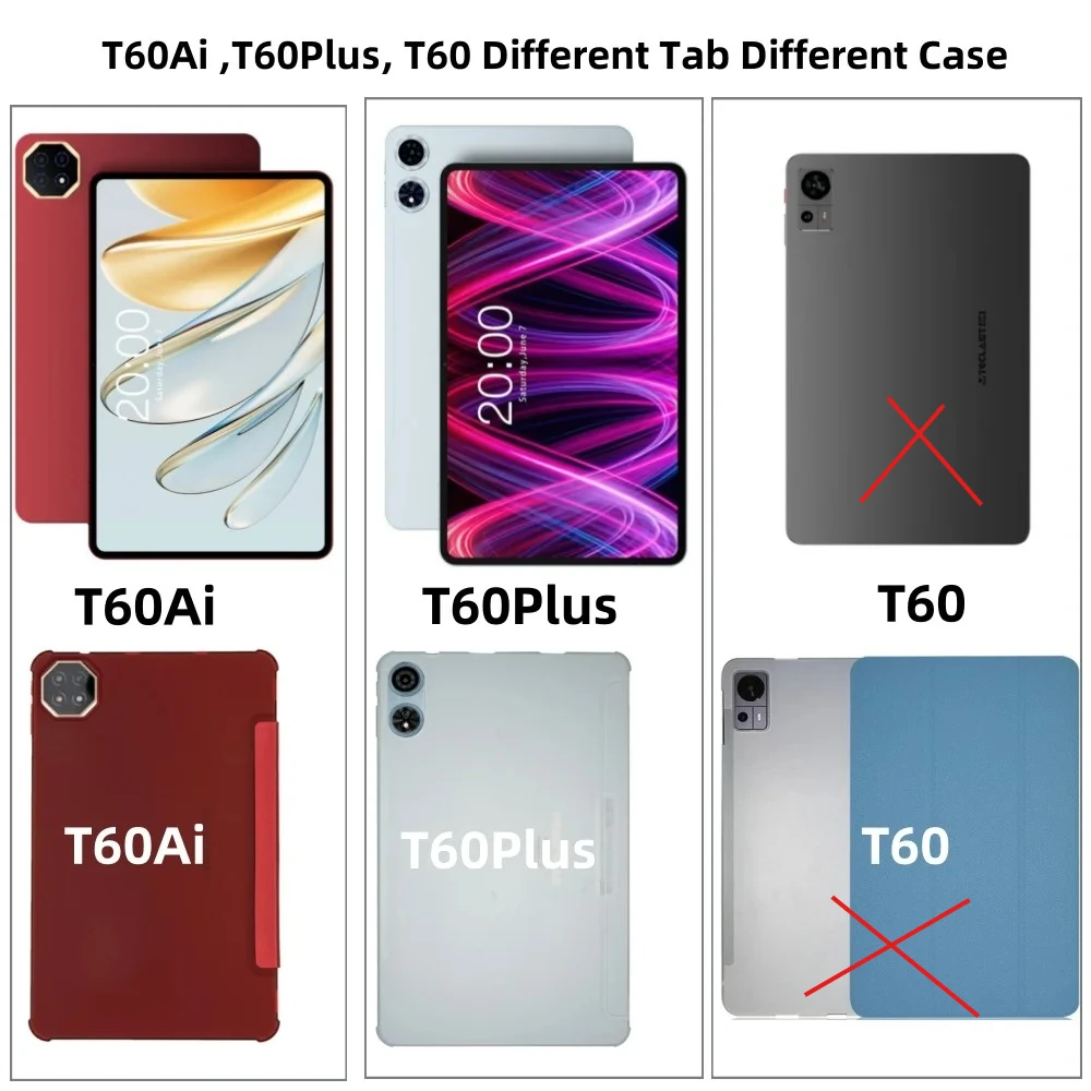 Smart Cover for Teclast T60Plus T60Ai Tablet Case Trifold Stand Pu Leather with Soft TPU Back Shell 12 inch Tab Flip Cases