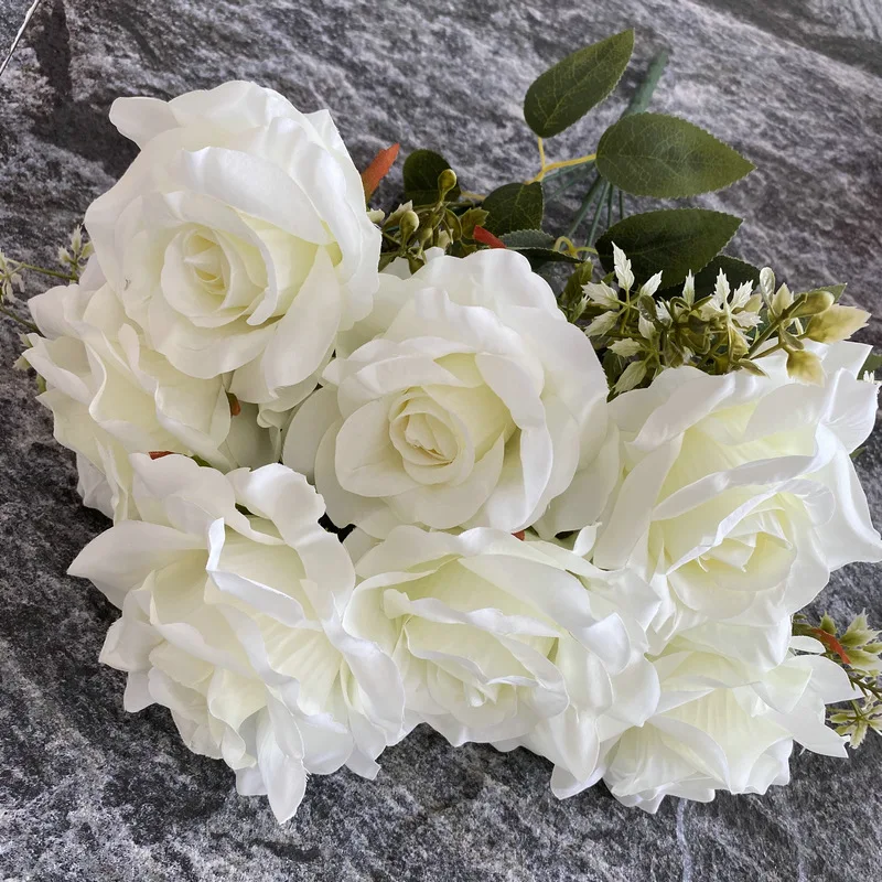 12 cm großer künstlicher Rosenstrauß mit 7 Köpfen – ideal für Hochzeitsdekoration, Partyarrangements und Heimdekoration – Detail 3