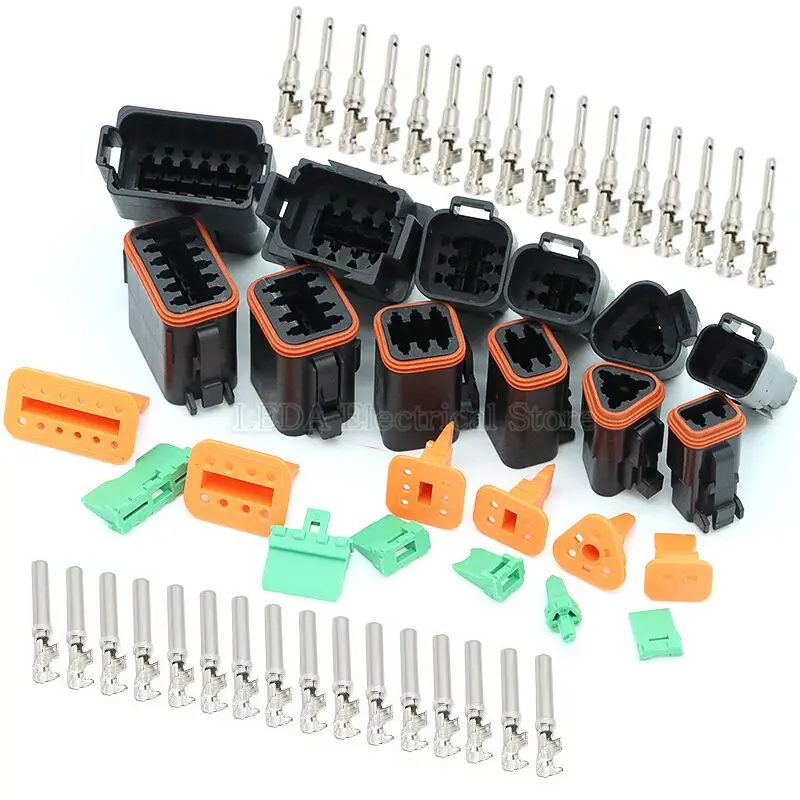 

1Set DT Series Black Automotive Electrical Connectors Enhanced Seal Waterproof 2/3/4/6/8/12 Pin Male Female Plug Socket