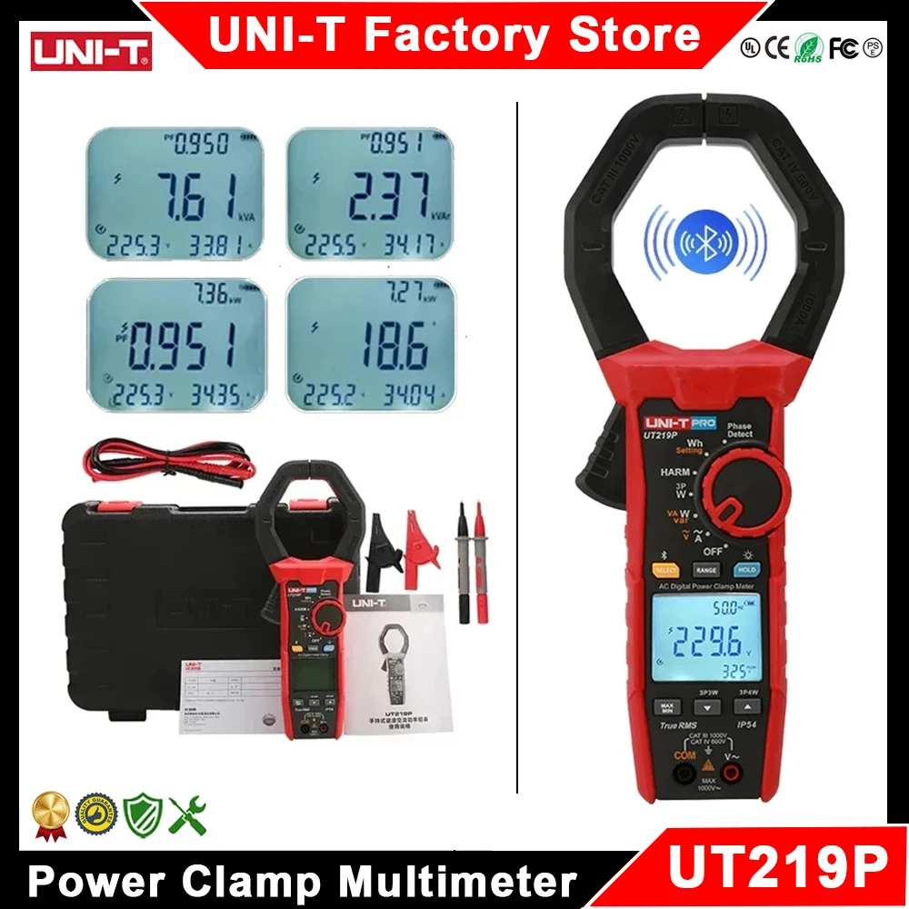 UNI-T UT219P التوافقي السلطة المشبك متر 3 المرحلة المهنية نشط واضح رد الفعل عامل الطاقة متر كماشة المتعدد