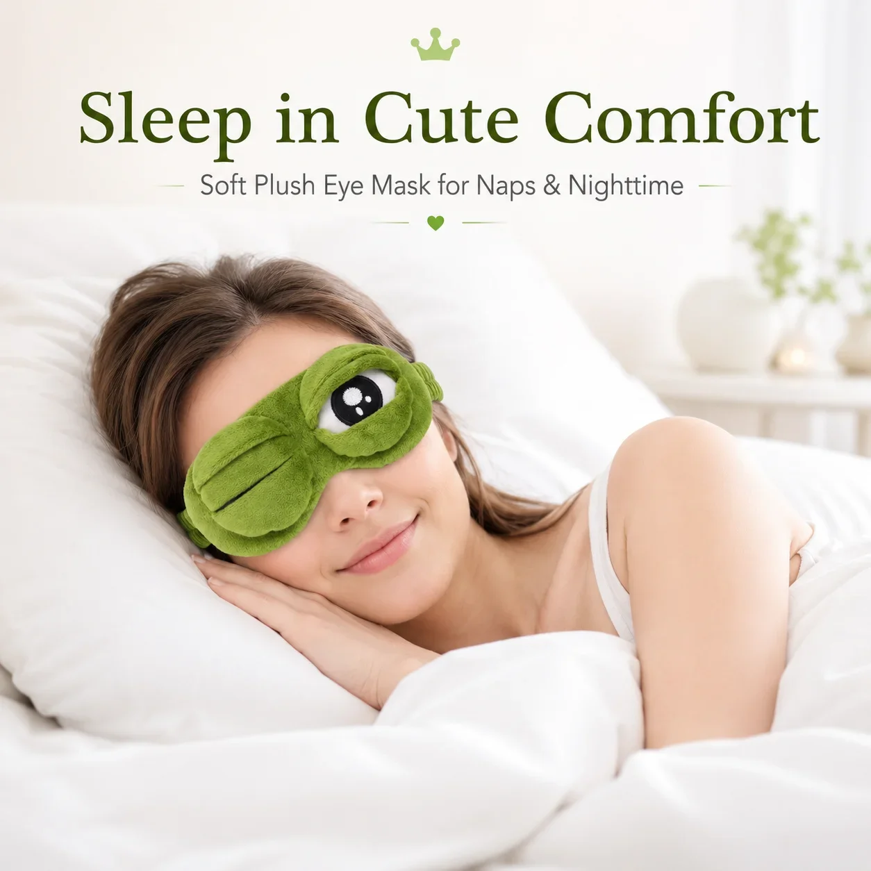 3D Frog Shaped Sleep Blindfold, Novelty Cartoon Eye Cover, Soft Light Blocking Travel Rest Mask