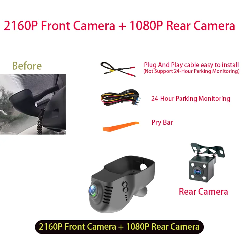 Plug & Play 4K Wifi Dashcam Camera Auto DVR voor Volkswagen VW Golf Polo Touran Passat B8 Tiguan Jetta Sharan Caddy 2015-2026