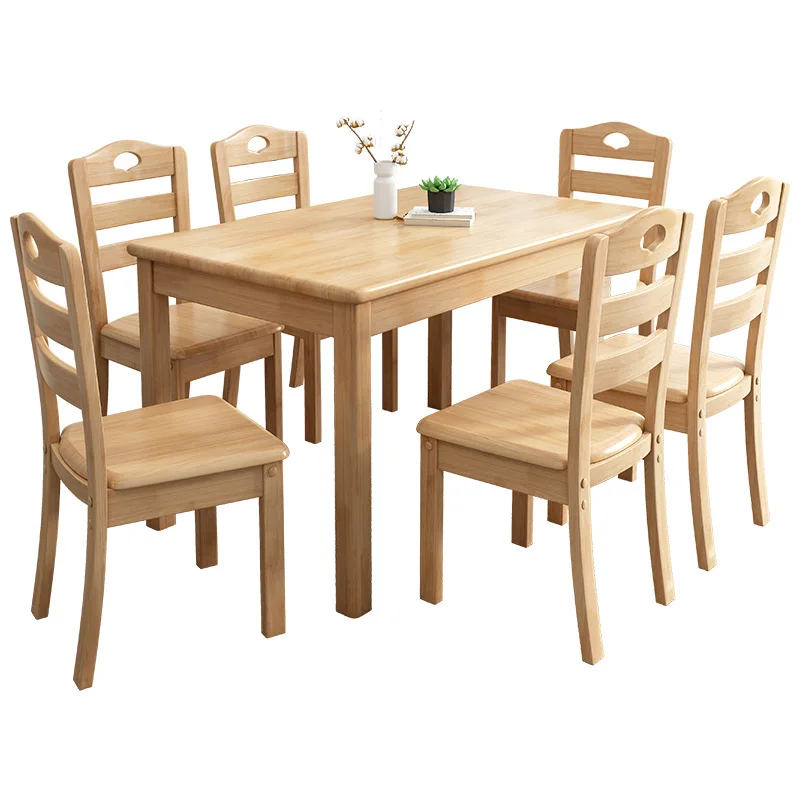 

Solid wood dining table and chair combination, modern simple household, small living room, Nordic, dining table, rental house