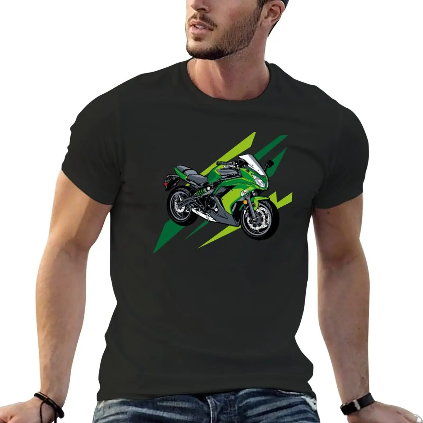 GREEN MOTORCYCLE T-Shirt summer clothes new edition vintage graphic tee hippie clothes compression shirt men