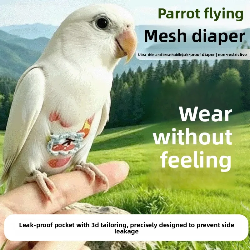 Parrot Flight Suit Diaper Harness, Washable Bird Nappy with Leash for Cockatiel Budgie Lovebird, Outdoor Walking Flying Suit
