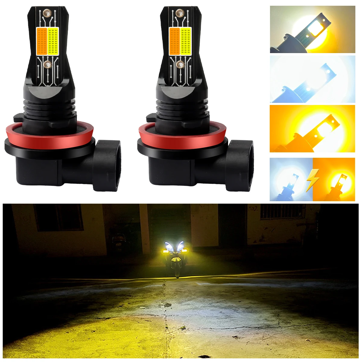 

2PCS H11 Car Headlight Bulb Kit Waterproof Car Fog Light Bulbs Super Bright H1 H3 H7 9005 9006 Led Lamp Automobile Accessories