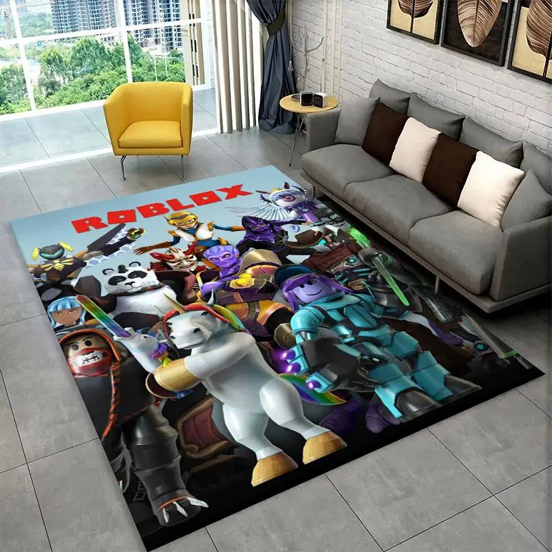 Cartoon R-Robloxs Game Gamer Carpet Rug for Playroom Bedroom Living Room Sofa Home Decor,kid Area Rug Non-slip Floor Mat