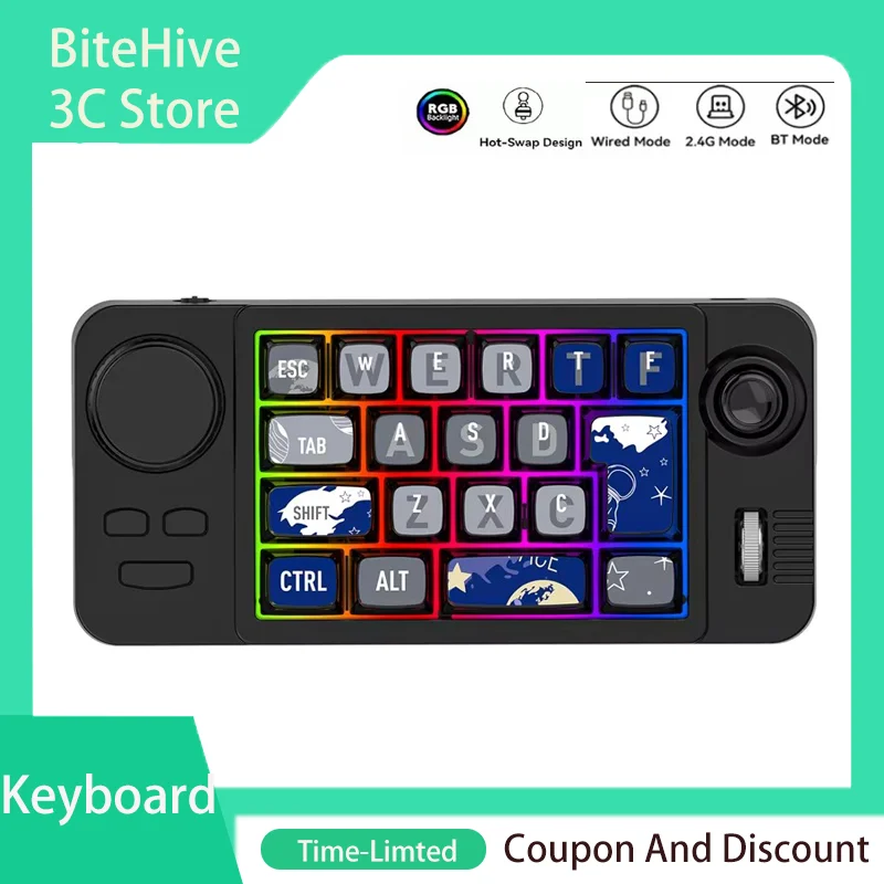 W911 Hot Swap Bluetooth Wireless Mechanical Keyboard with Wired 2.4G Bluetooth USB Type-C Volume Scroll Jostic Backli Programmer