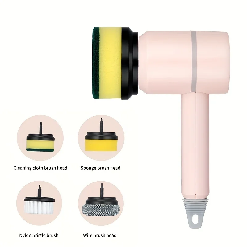 Cepillo de limpieza multifuncional con gran potencia de 1200 mAh para cocina, baño, zapatos: carga automática de mano, alambre de acero