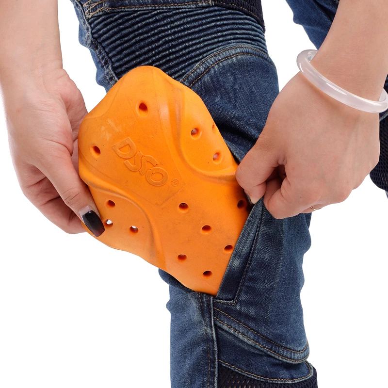 Celana Jeans Motor Kevlar Wanita Musim Panas Biru Celana Motor Trail Tahan Gesekan Anti Angin Celana Berkendara