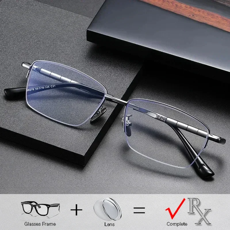 

Semi-Rimless Titanium 1.74 Photochromic Eyeglasses Men Optical Bifocal Progressive Glasses Doctor With Prescription Eyewear 2025